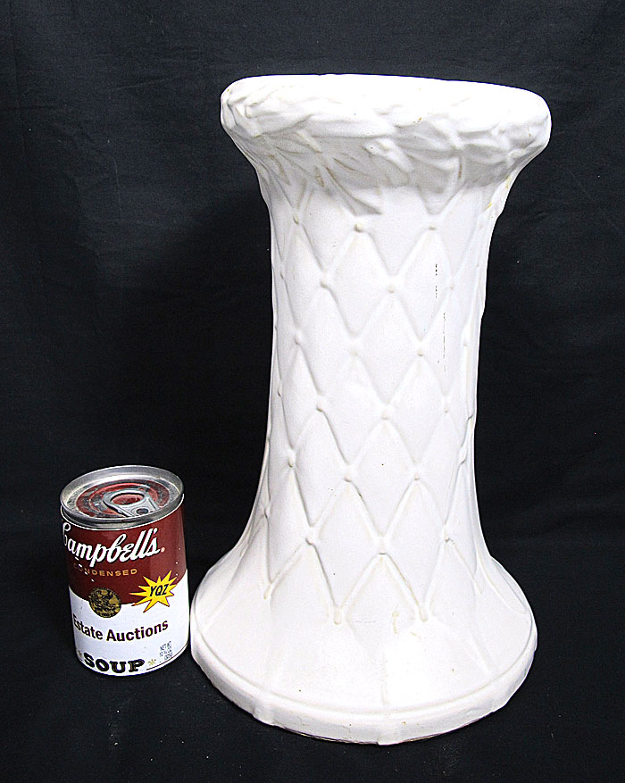 McCoy Pottery Quilted Leaf Berry Matte White Plant Jardiniere