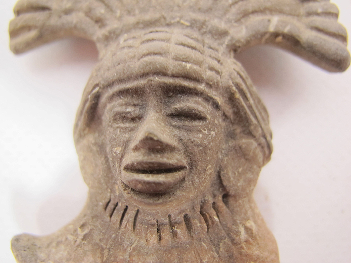 Pre Columbian Ancient Aztec Mayan Terracotta Clay Warrior Sculpture 