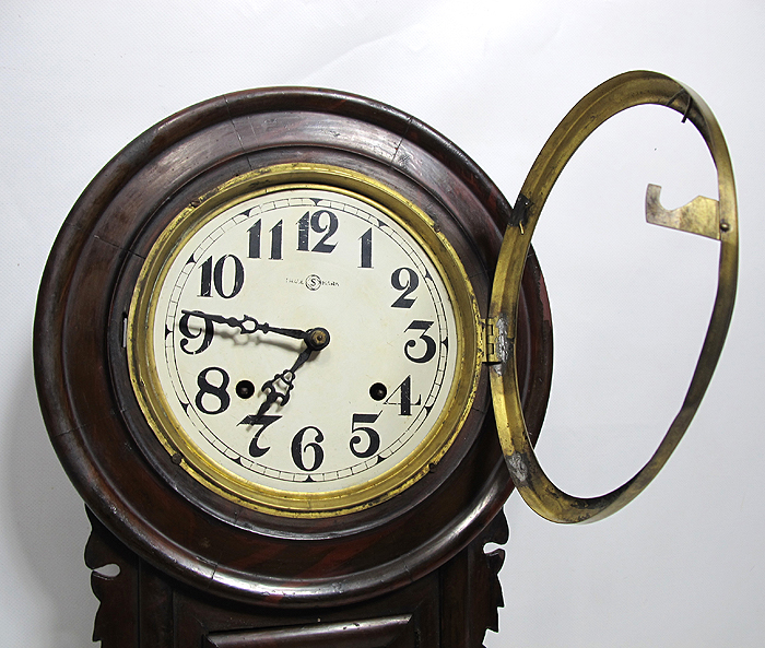 Antique C 1910 Japanese Seiko Seikosha Round Schoolhouse Scroll Wall