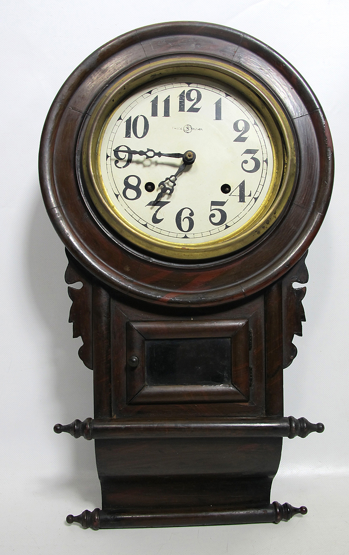 Antique C 1910 Japanese Seiko Seikosha Round Schoolhouse Scroll Wall