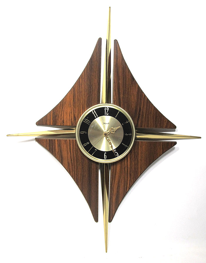 Mid Century Modern VERICHRON Starburst Diamond Wall Clock Eames Atomic