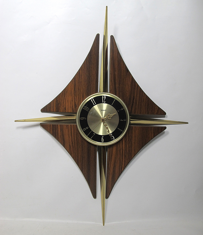 Mid Century Modern VERICHRON Starburst Diamond Wall Clock Eames Atomic